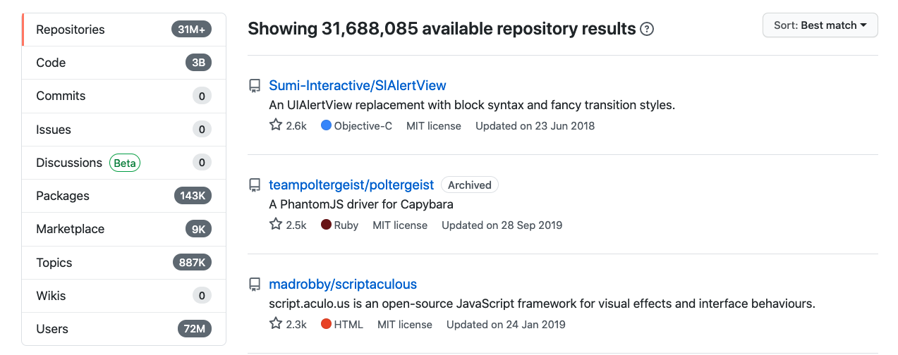 GitHub repo count