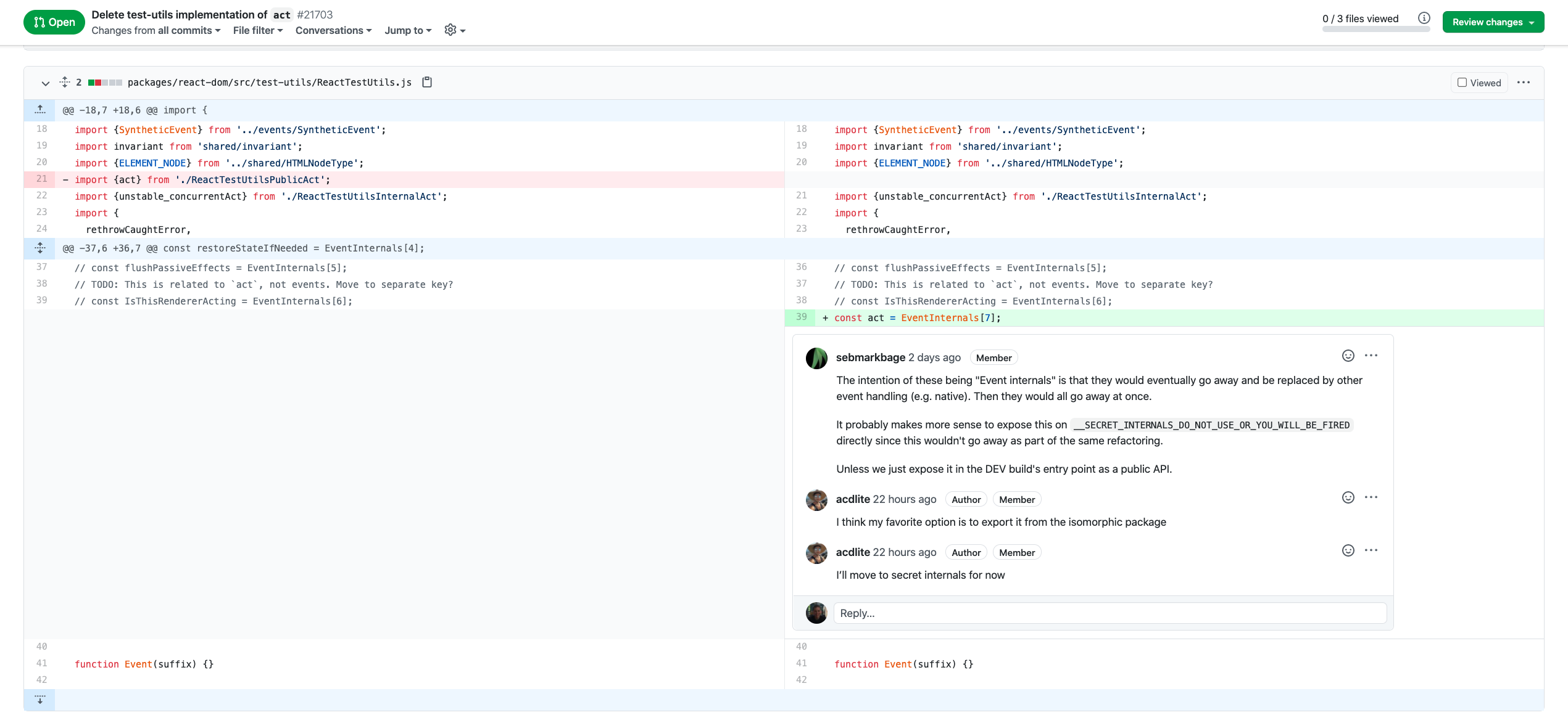 GitHub UI diff