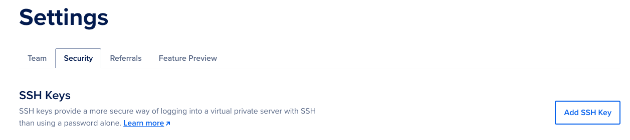 Adding your SSH public key to DigitalOcean