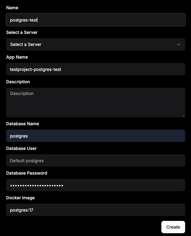 Creating a Dokploy database