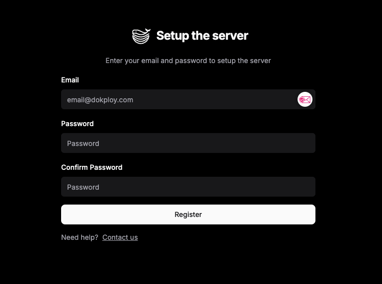 Creating an account on Dokploy
